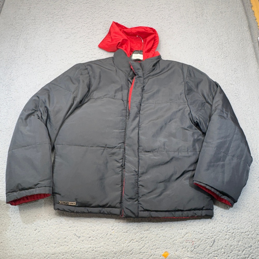 Vintage Ralph Lauren Down Puffer Jacket Womens Large Black Red Ski Patrol